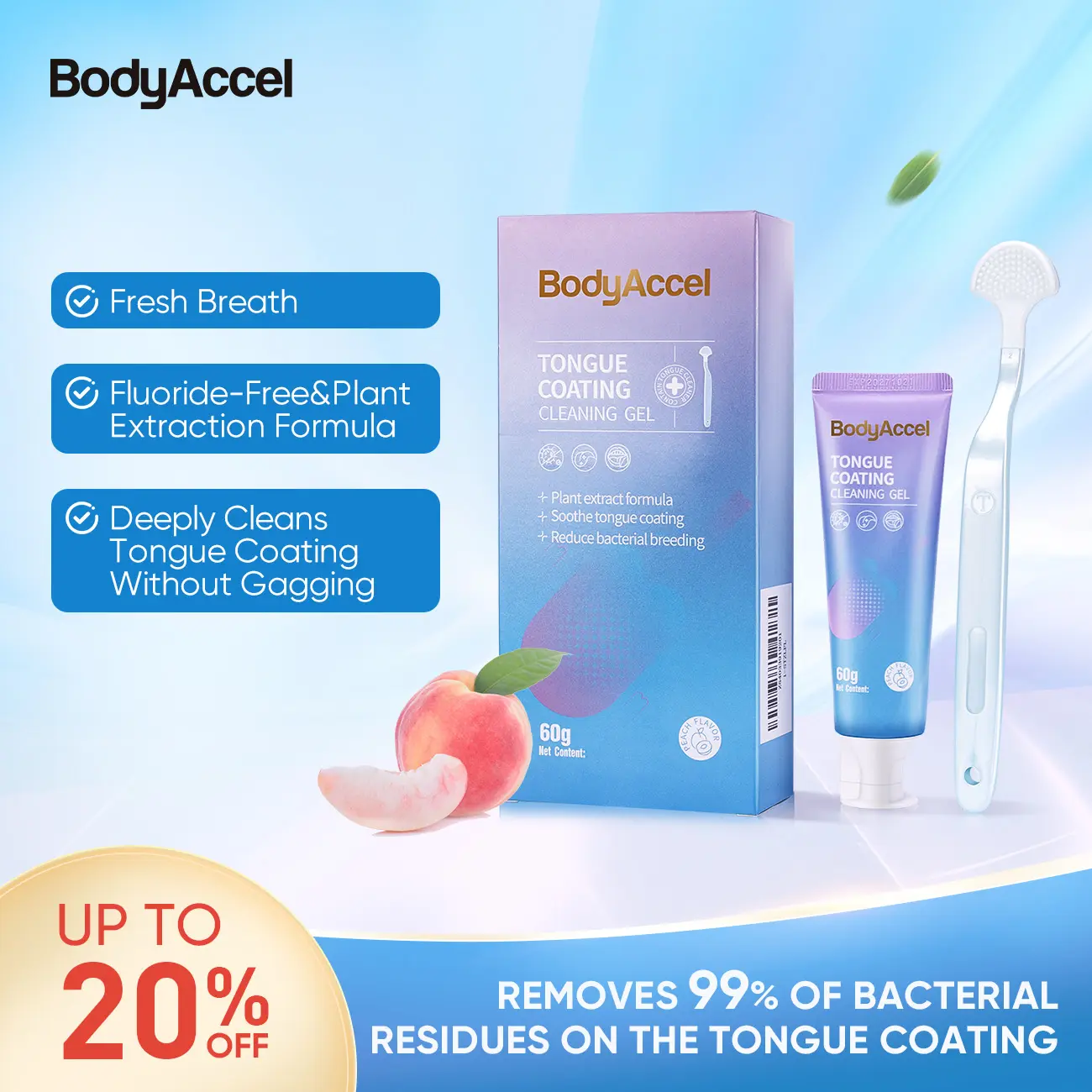 BodyAccel Tongue Cleaning Gel Refreshing Mint Fragrance -  Refreshing Oral for Cleaner Mouth Reduce Bad Breath Tongue Brush Gentle Oral Care Tool Tongue Cleaner TikTokShopBlackFriday