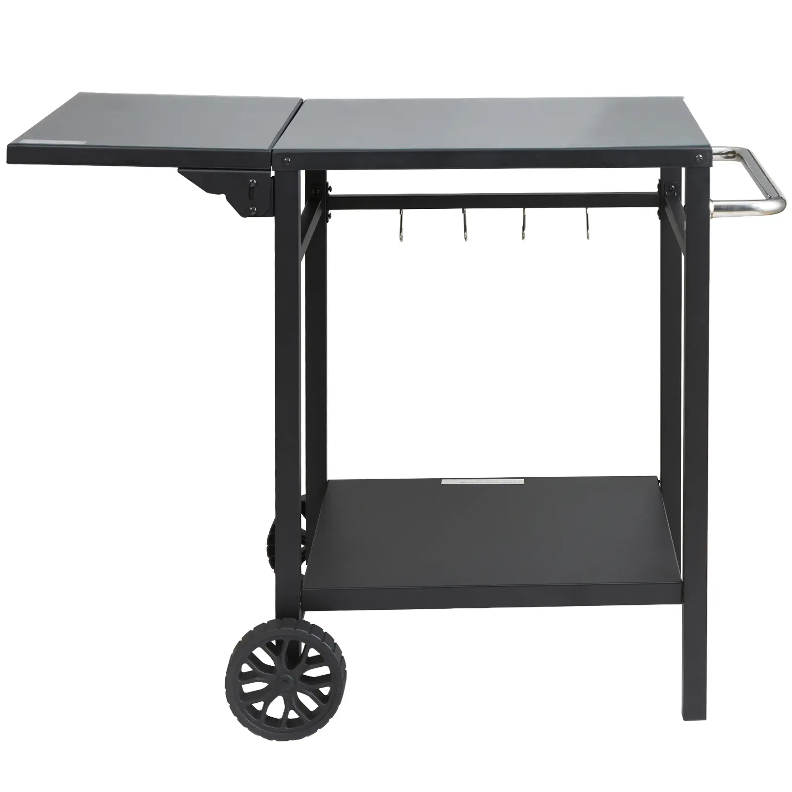 【summerfinds】VEVOR Portable Folding Grill Dining Cart Camping Table - Lightweight Portable Folding Table with Double-Layered Shelves, Foldable Iron Tabletop, 2-Wheel Modular Design, Carry Handle, 220 lbs Capacity for Camping, Outdoor Cooking Prep