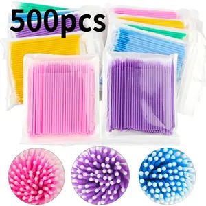 500pcs Disposable Eyelash Brush Crystal Swabs Mini Mascara Extension Tool False Eyelashes Remover, Single Item Makeup Brushes