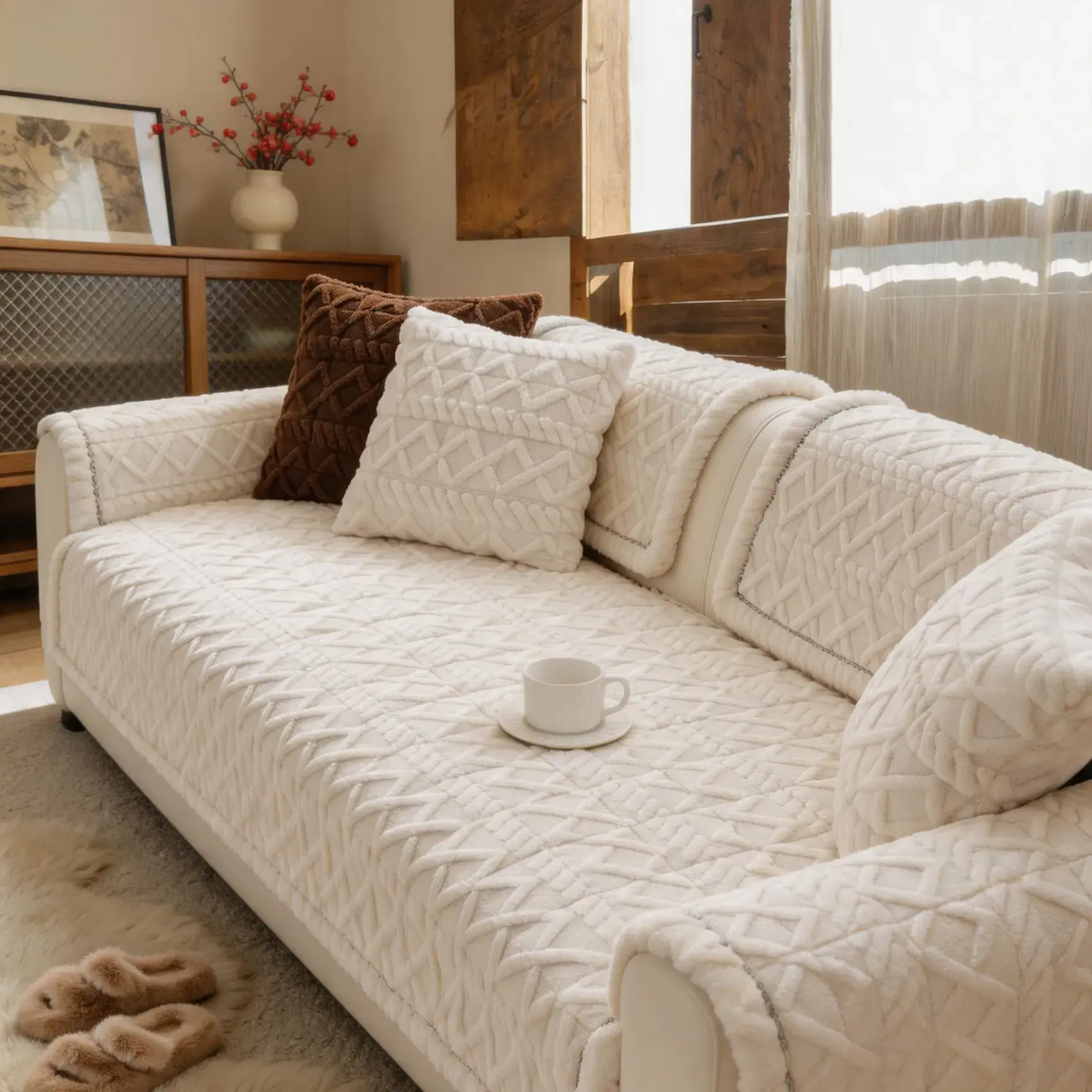 Love for a lifetime, sofa cushion set, universal sofa cover cover cover for all seasons, non-slip cover cloth, customized sofa seat cushion, let the old sofa become French light luxury in seconds, no hair loss "," no pilling "," non-slip and no displaceme