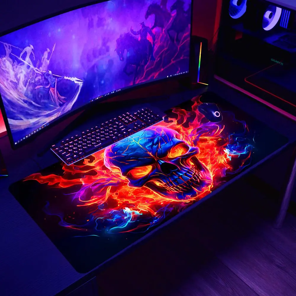 UV Reactive Skull Pattern Mouse Pad, 1 Count Gaming E-sports Computer Thickened Fluorescent Mouse Pad, Washable Non-Slip Mouse Pad, Halloween, Gaming Mouse Pads, Non Slip Mousepad, Mouse Pad For Laptop