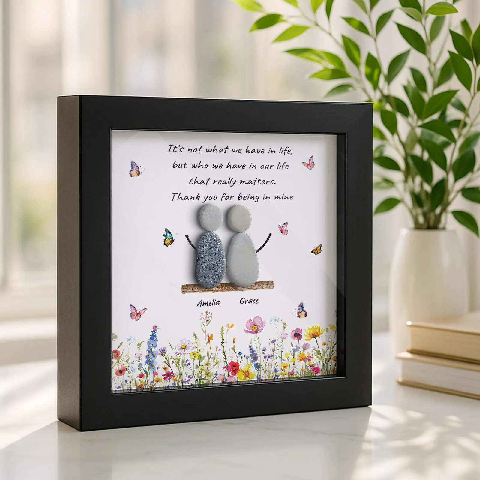 Pebble Friendship Frame ,Timeless Friendship gift, Keepsake,Christmas Tree Hanging Gift,Best Friend Pebble frame Decor, Gift for Friends, Bf Birthday Gifts