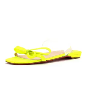 Pre-owned Christian Louboutin Women's Just Nodo Flat Slide Sandals Patent and PVC by Rebag