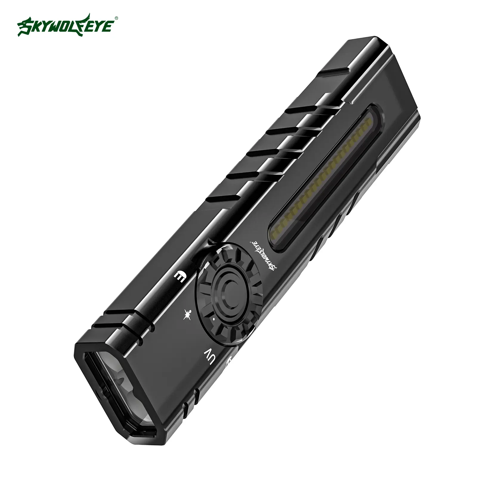Skywolfeye ST7 EDC Flashlight with Green Laser, UV & RGB Light, 2500 Lumen Rechargeable Magnetic Mini Flashlight, Super Bright LED Torch for Work, Camping, Emergency & Everyday Carry