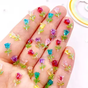 50pcs Mixed Resin Glitter Mini Cute Crystal Colorful A Rose Art Flat back Rhinestone Appliques DIY Wedding Scrapbook Decor Crafts Accessories Flowers Rhinestones Design