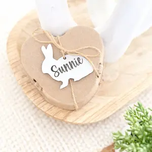 Personalized Heart Carton With Easter Chalk Eggs & Bunny tag