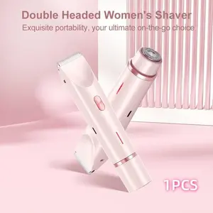 Women's bikini razors, electric shavers, Multifunctional hair shaver, rechargeable two-in-one body and face hair removal device, with a double-head design, can easily remove pubic hair, facial hair, underarm and leg hair, Summer gift