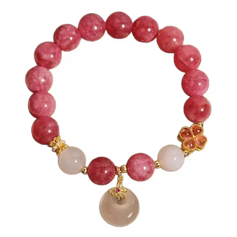 Fashion Costume Jewelry Bracelet with Natural Stone Powder, Cubic Zirconia Crystal Accents