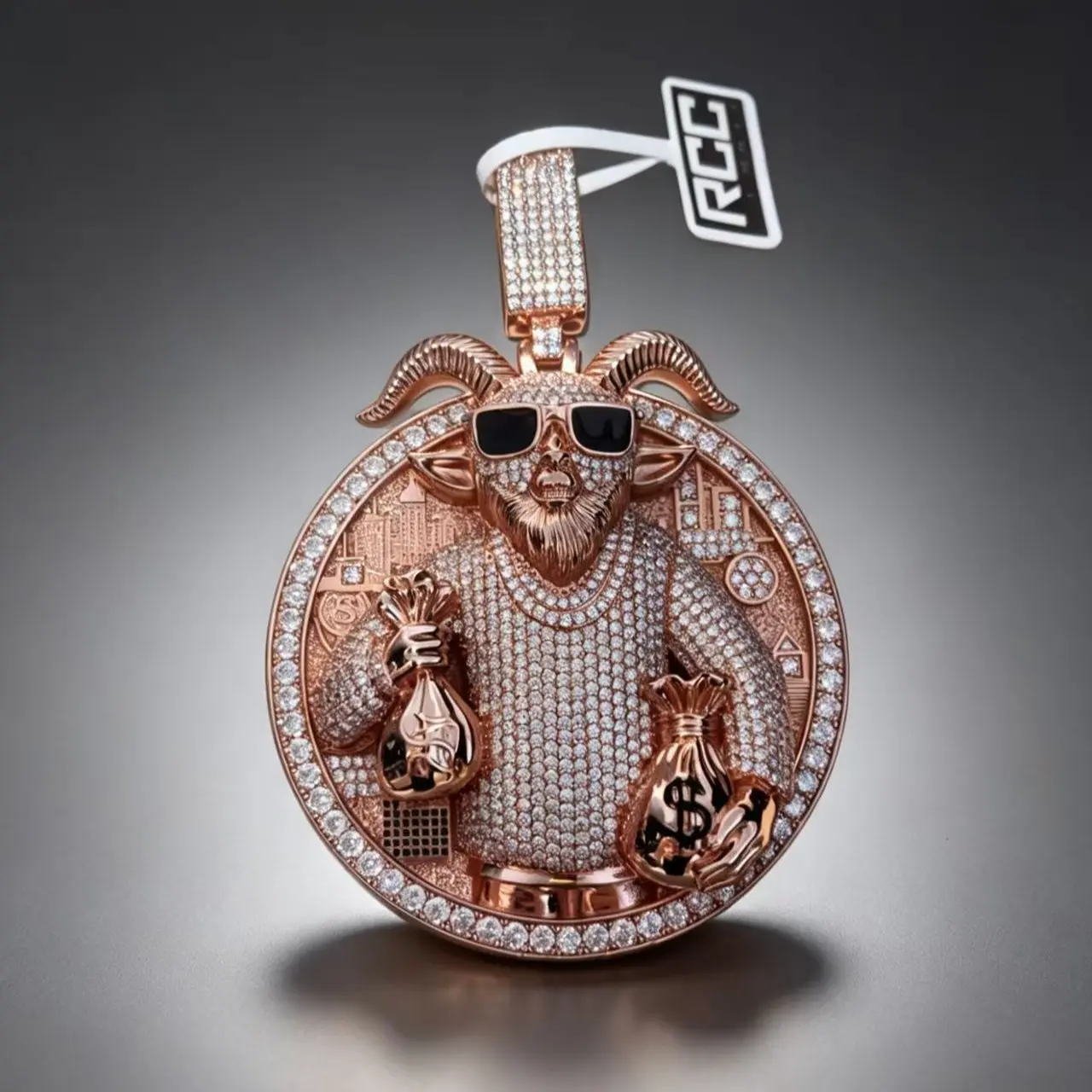 M2-2410 Unisex Large Size Metal Coating GOAT Pendant - Bold Street Culture Statement Piece, Versatile Costume Jewelry for Anyone Looking to Express Unique Personality