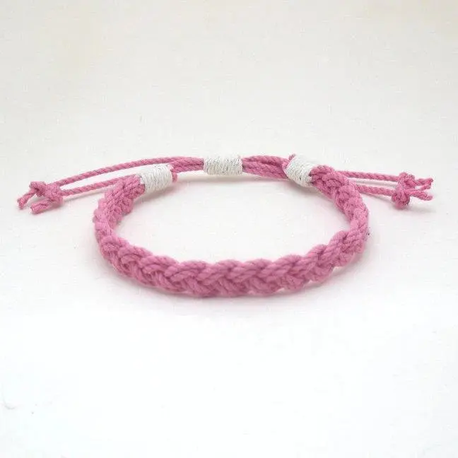Mystic Knotworks Adjustable Woven Nautical Anklet - Pink