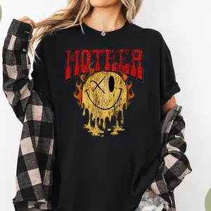 Comfort Colors Edgy Mother T-Shirt, Cool Mom Gift, Vintage Rock Aesthetic Mama Tee, Y2K Grunge Mama Apparel, Distressed Retro Mother Tee