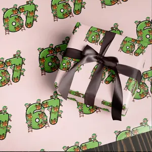 Elf Team 67 Meme Wrapping Paper Christmas, Cute Cartoon Holiday Gift Wrap for Family and Kids, Whimsical Fun Colorful Gift Wrap