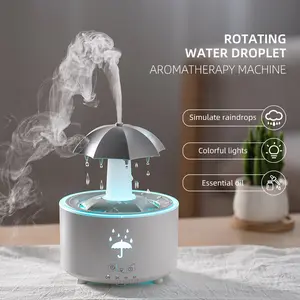 Aesthetic 2-in-1 Humidifier Oil Diffuser with Rotating Raindrop & 7 LED Mood Lights,Cool Mist Humidifier Quiet Variable Mist for up to 24 Hrs,Easy to Fill & Clean, Auto Shut-Off