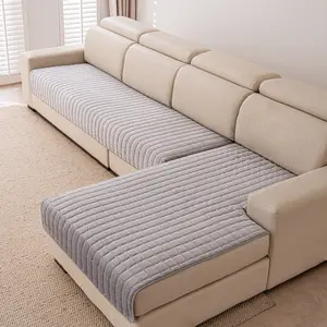 2-Piece Classic Plaid Plush Flannel Sofa Cushions, Quilted Design, Non-Slip Backing, Machine Washable Soft Fabric, All-Season 2-Piece Sets, Suitable for 1-4 Seats & Combination Sofas, Stylish Home Textile Decoration, Two Piece Sets