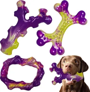 3 Pack Tough Dog Toys for Aggressive Chewers , Indestructible Dog Toy for Large Dogs, Bacon Flavored, Keeps Dogs Busy