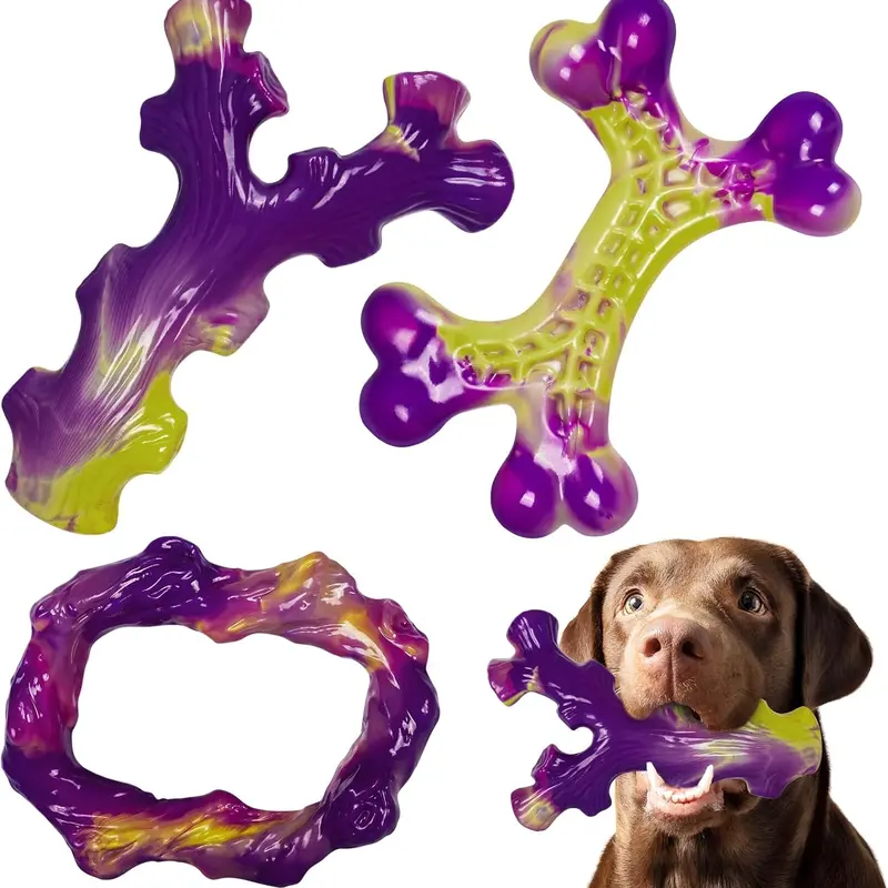 3 Pack Tough Dog Toys for Aggressive Chewers , Indestructible Dog Toy for Large Dogs, Bacon Flavored, Keeps Dogs Busy