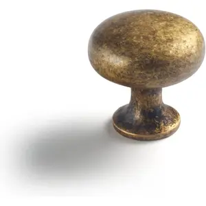 Brass Zinc Alloy Cabinet Knob - Single Hole Center Affordable Luxury Cabinet Pull Hardware for Bedroom, Kitchen, 6 Pack-