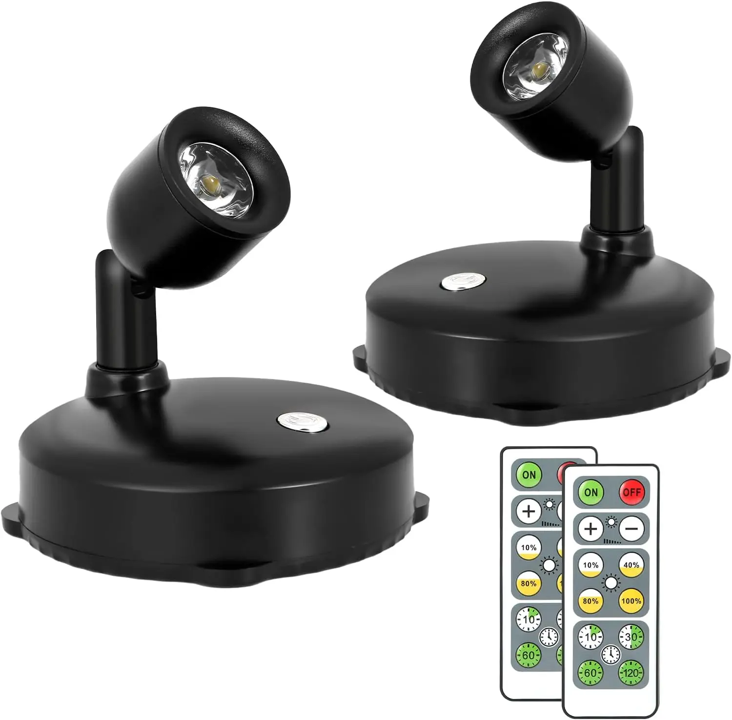 Cordless LED Spotlight Lamp with Batteries, Dimmable Accent Light with Remote, Indoor Use Up Lighting for Artwork, Picture, Tree Decor, Led Bulbs