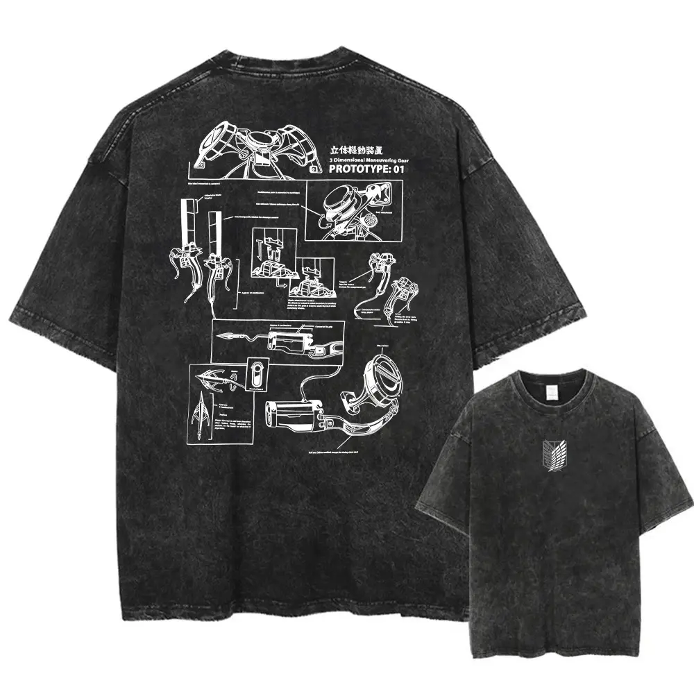 Men's Graphic T-Shirt, Vintage Japanese Figure Print, Distressed Short Sleeve Crew Neck Top for Casual Streetwear, Menswear, Sports
