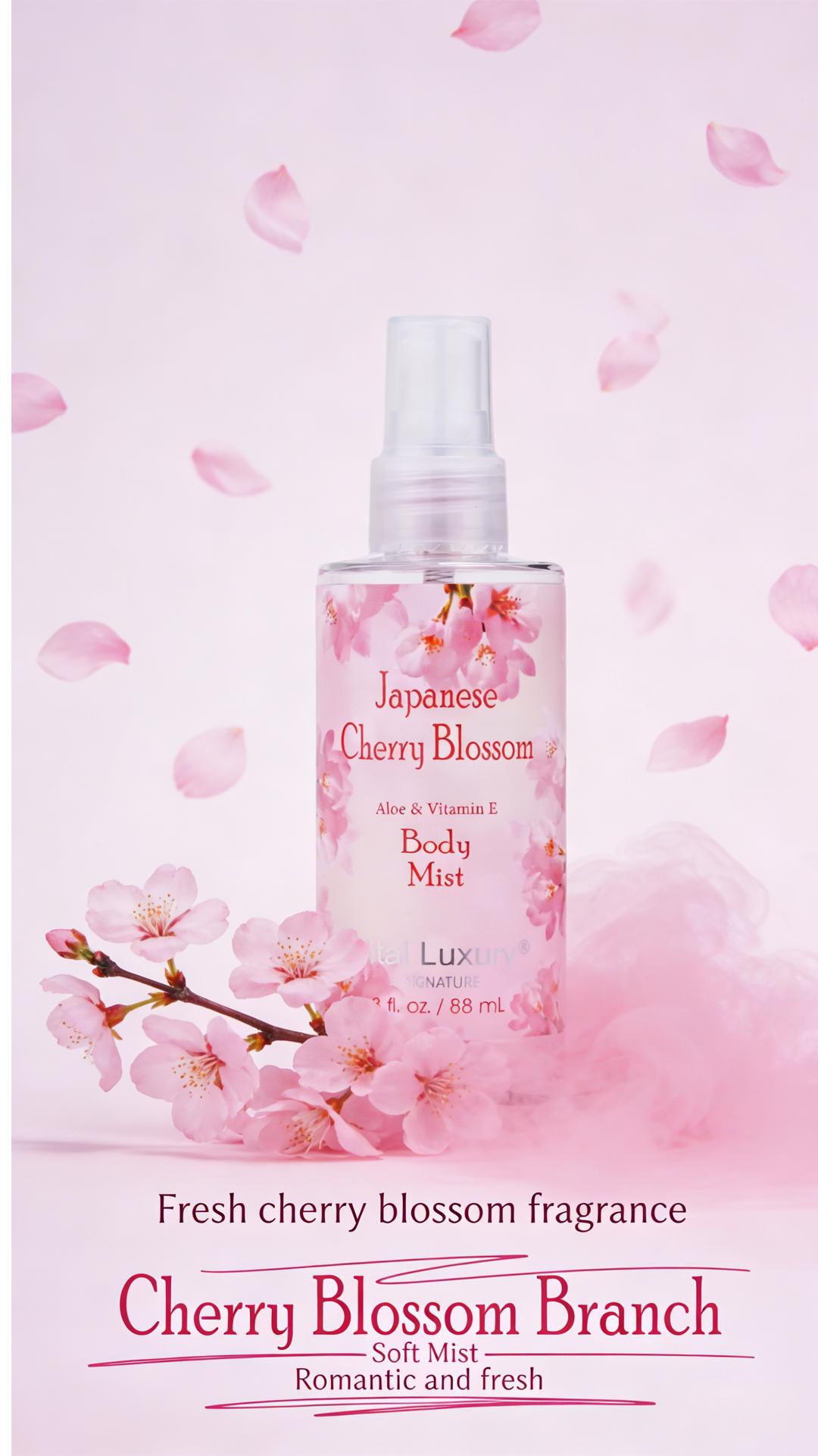 Japanese Cherry Blossom Bath & Body Travel Set – 3oz Shower Gel, 3oz Body Lotion, 3oz Body Mist & 2.5oz Bath Salts | Silky Lather, All-Day Fresh Scent, Moisturizing & Revitalizing | Ideal Gift for Mom, Wife, Sister & Girlfriend