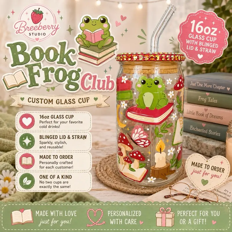 Book Frog Club glass tumbler