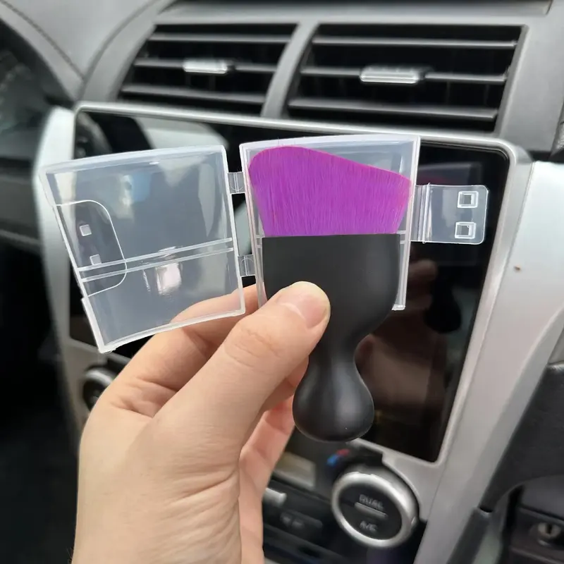 Portable Mini Car Interior Detail Brush with Cover, Car Air Vent Dust Cleaning Brush, Soft Bristle Car Cleaning Care Brush, Multifunctional Car Cleaning Tool