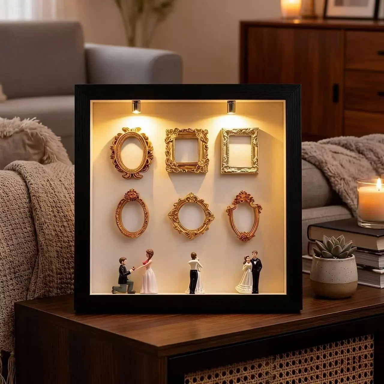 DIY Mini Museum  Silhouette Box, Upgrade Shadow Box Frame Kit with Custom Shadow Box Frame with Mini Figurines,  for Anniversary, Wedding, Birthday & Home Decor