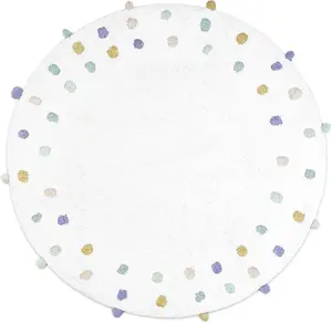 360 stand 32 in. Green, Purple & White Cotton Round Polka Dots Bath Rug - Soft Highly Absorbent, Water Absorbent Bathroom Decorative Mat, Decorative Circle Mat