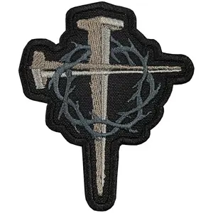 Christian 3 Nail Cross 1 Crown embroidered Biker patch