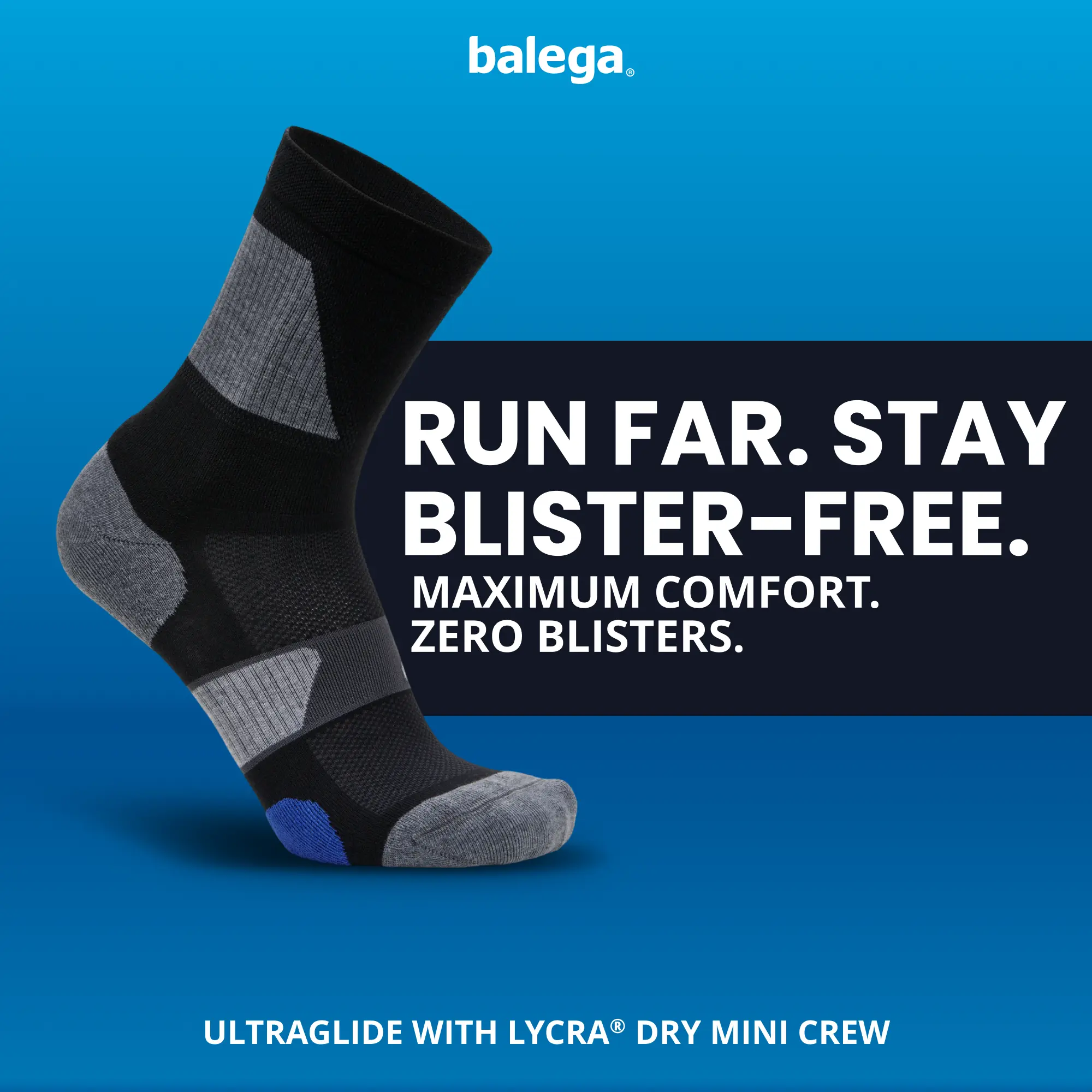 Balega UltraGlide Lycra Dry Mini Crew Sports Socks, Moisture-Wicking Athletic Socks for Running