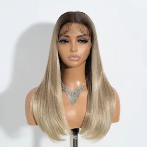22 Inch Synthetic T-part Lace Front Wigs Long Straight Wigs for Women Gorgeous Fluffy Wigs without Bangs for Party Daily Use