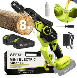 【FathersDayGift】SEESE Brushless Mini 8"ChainSaw Oil System- Portable Electric Cordless Saw for Wood Cutting, Batteries (000mAh) ,Pruning, Gardening, Camping - Suitable for Seniors, Women Holiday gifts