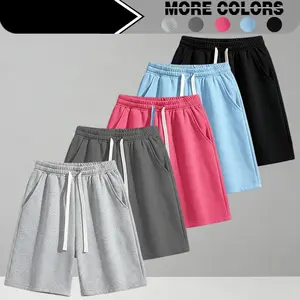 High street basic commuter style solid-colored drawstring sweat pants shorts men's summer loose and versatile casual sports five-inch pants
