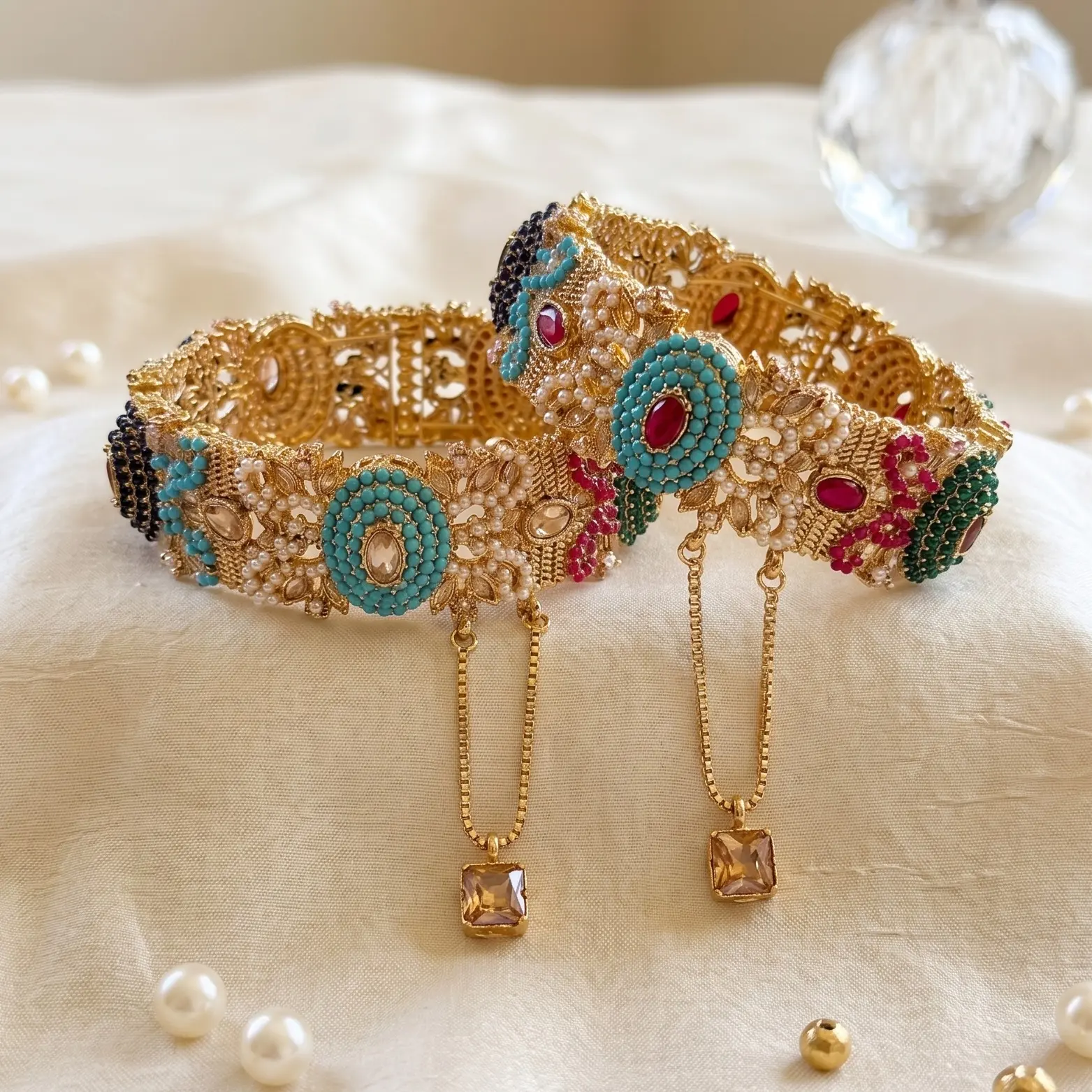 Nauratan Gold-Plated SINGLE Kada Bangle | Perfect for size 2.2, 2.4, 2.6