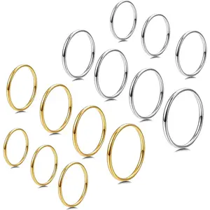 Cassieca 1mm Stainless Steel Stacking Rings for Women | Thin Plain Band Rings | Stackable Knuckle Rings Thumb Pinky Midi Rings | Comfort-Fit Size 3/4/5/6/7/8/9 Daily