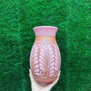 Vase Relieve Boliche color Terracota Rosa Sets 9.5In.