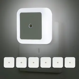 6-Pack LED Plug-in Night Lights, Dusk to Dawn Sensor Warm White Night Lamps, Wall Night Lights for Bedroom, Bathroom, Hallway Home Decor
