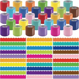 30 Rolls 984 Ft Colorful Bulletin Board Borders - Bright Classroom Border for Bulletin Board Trim - Scalloped Borders Decorations for Teacher, Classroom, School, Poster, , Office Decor