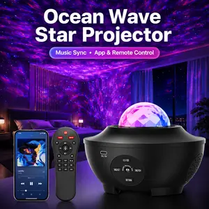 Ocean Wave Star Projector Light, 7 Color Water Ripple Night Light with Remote Control, Bluetooth Music Speaker, Galaxy Projector for Bedroom Party Room Decor Gift