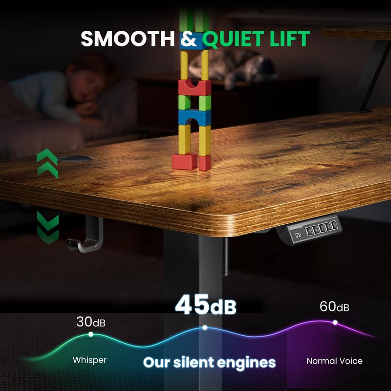 63" L-Shaped Electric Standing Desk with Ergonomic Monitor Shelf & Memory Controller for Home Office & Gaming Workstation