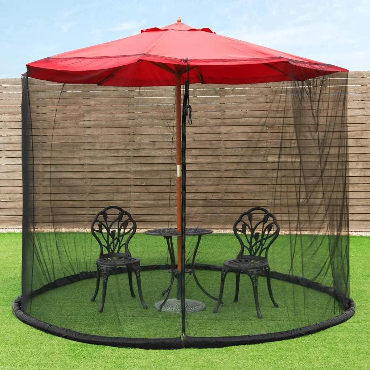 7-10ft Black Patio Umbrella Mosquito Nets, Polyester Mesh, Universal Canopy Umbrella Netting Screen, Fit 7.5 8 9 10FT Outdoor Patio Tables/Cantilever Offset Hanging Market Umbrellas