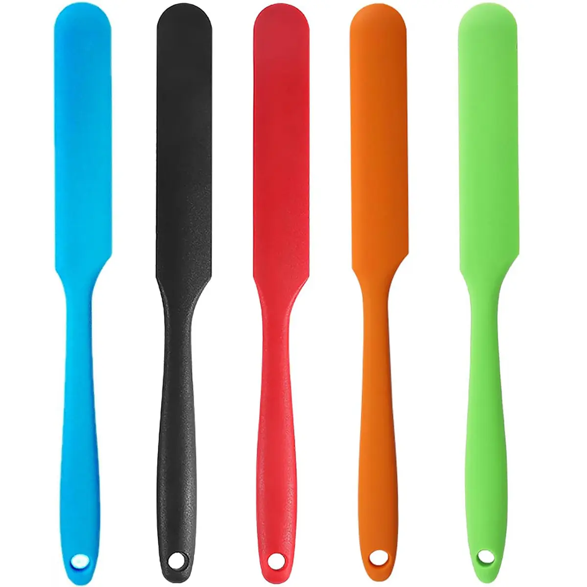 5-Piece Silicone Spatula Set - Versatile Flexible Long-Handle Bakeware, Durable Baking Utensils Supplies for Cake Baking & Pastry Decorating Tools