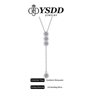 【#496 Classic Bezel】2CT Long Bezel Round Cut Necklace For Special Occasion/Gift for her vvs Synthetic Moissanite Necklace in 925 Sterling Silver