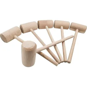 8-Inch Large Wooden Crab Lobster Mallet, Seafood Hammers Shellfish Mallets, Wooden Hammer for , Hammer Golf Tees, Breakable Heart Hammer,  Hard Beechwood (6 Pcs)