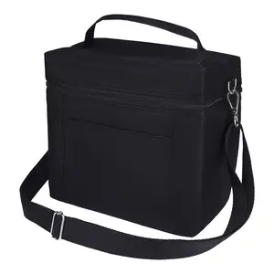 REGALWOVEN Reusable Lunch Bag for Men, Leakproof Lunch Box for Work Picnic, Freezable Lunch Cooler Bag with Adjustable Shoulder Strap 9.4*5.5*9.1in Black