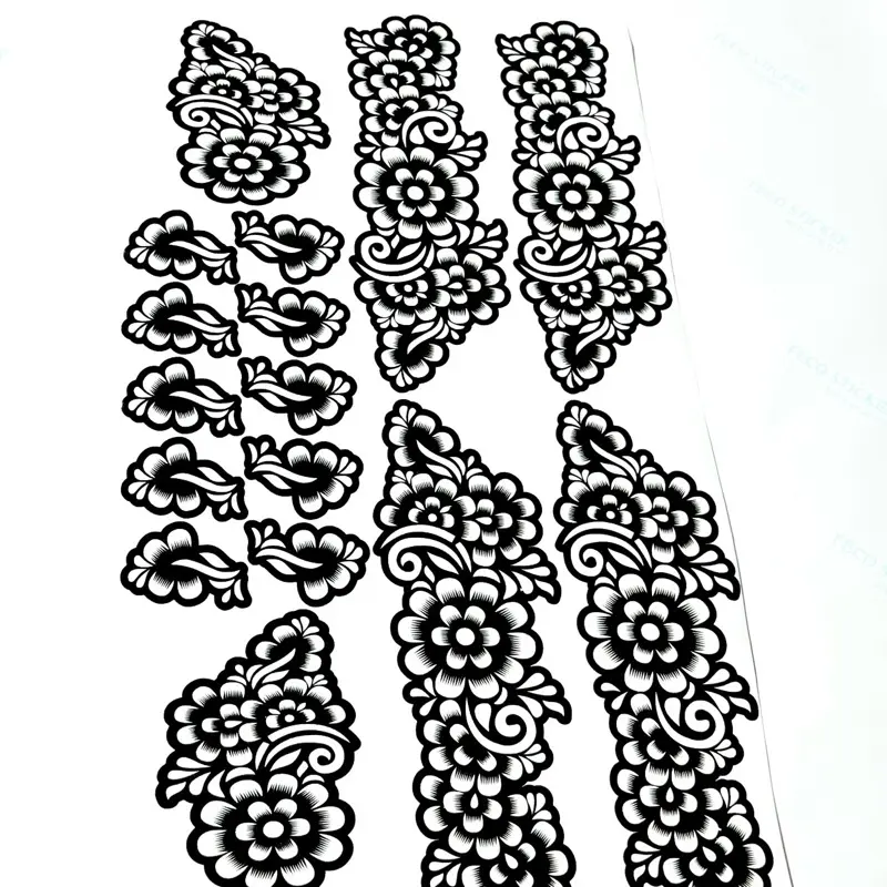 Henna Stencils Full Set for Palm Feet Fingers Unique Patterns Temporary Tattoos Sparkly Glitter Design for Various Events