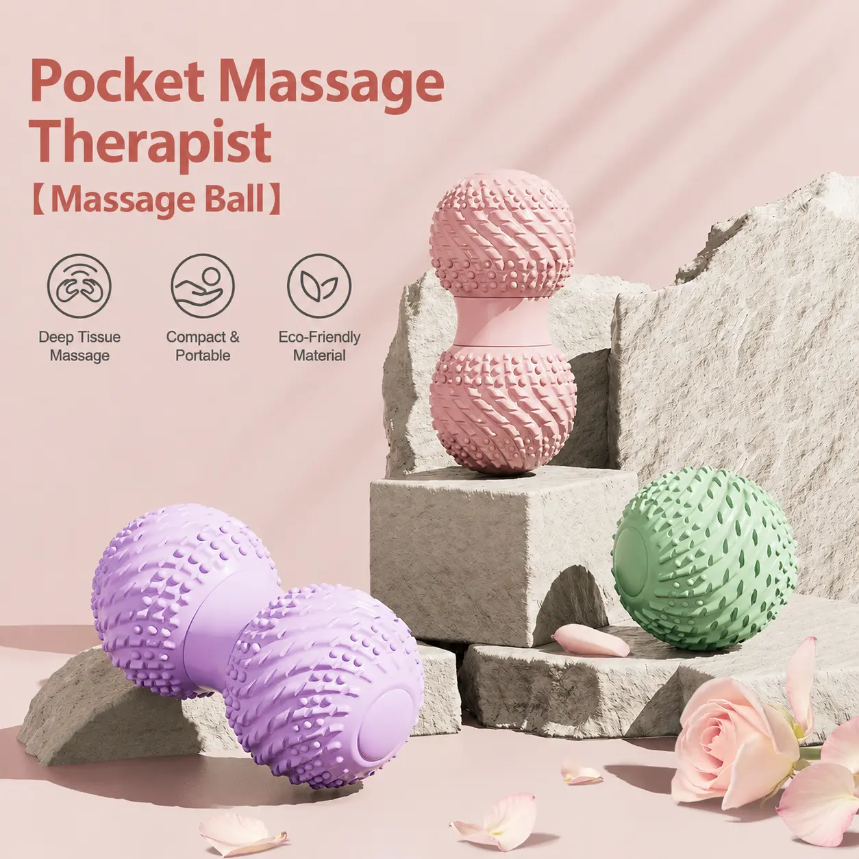 Floating Point Peanut Fascia Massage Ball, For  Trigger Point Deep Tissue Training.Provides deep massage for back, legs, neck, shoulders and plantar fascia, relieves tight post-workout muscles, fitness recovery massage roller Deep Tssue Muscle Relief