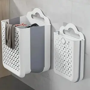 Folding Storage Basket, 1 Count Wall Mounted Telescopic Storage Basket, Space Saving and Convenient to Carry Storage Organizer for Home Bathroom Kitchen, Collapsible Storage Baskets