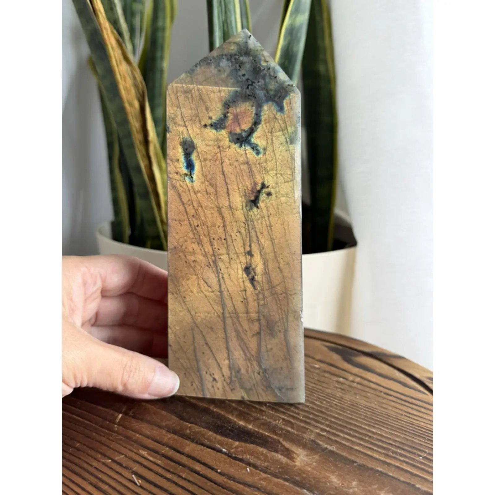 Labradorite Sunset Tower - Natural Stone Decorative Piece for Home Decor