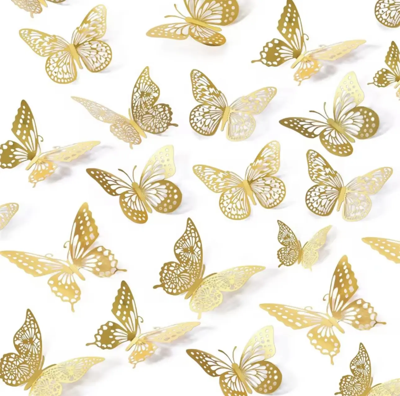 Gold 3D Butterfly 48pcs Set - Removable Wall Stickers for Kids' Rooms Classrooms Weddings & Bouquets - Ideal for Special Occasions Decorative Ornaments